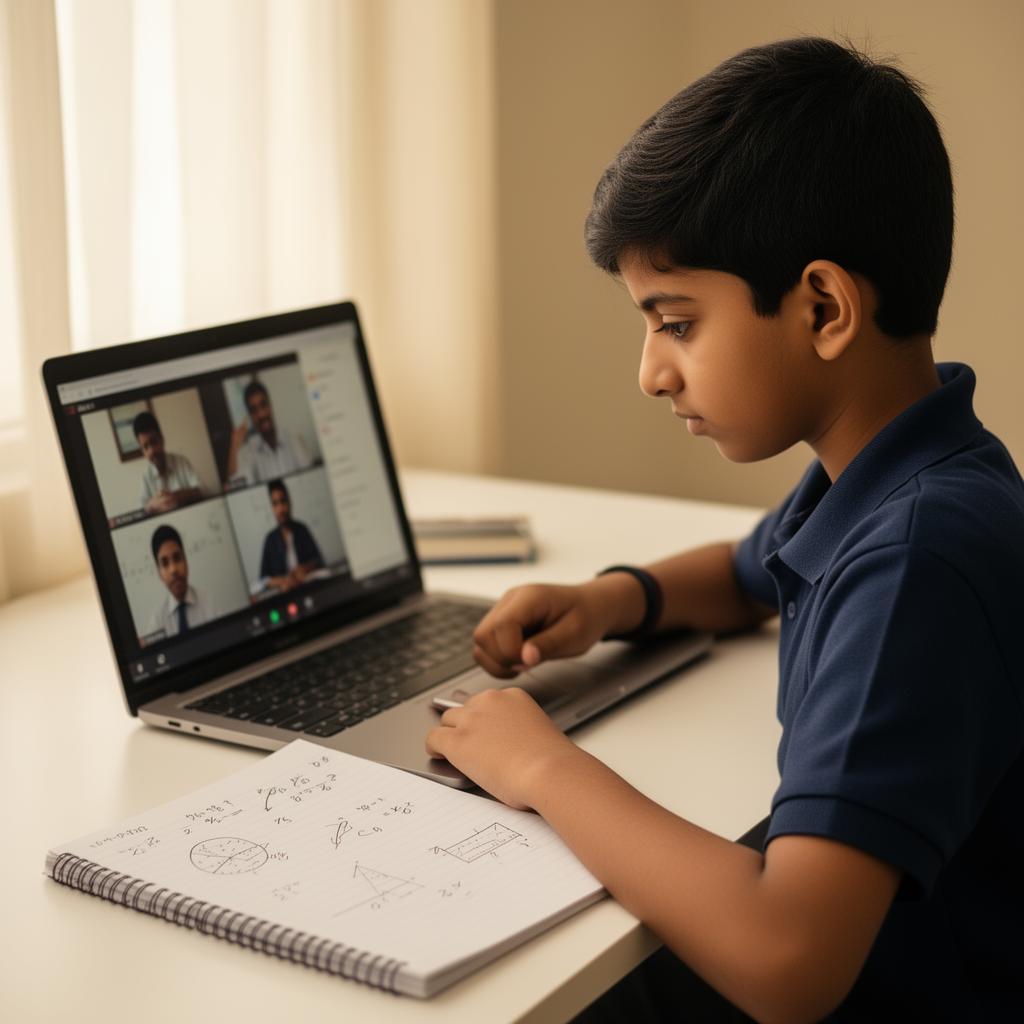 Student in an online maths class
